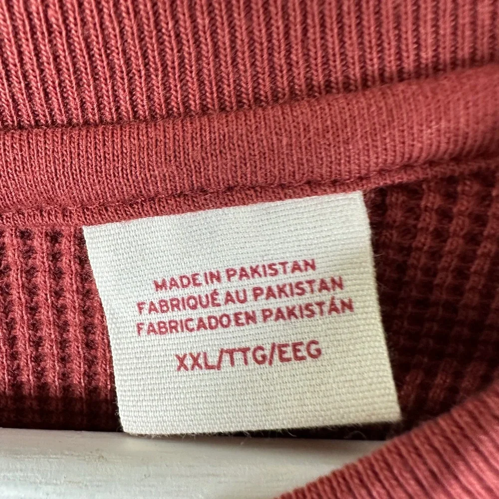 Levi's Men's XXL Thermal Shirt Burgundy Red‎ Waffle Knit Long Sleeve NEW